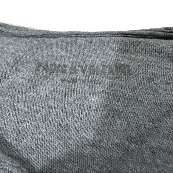 Zadig Voltaire Monastir ML Mens Grey Long Sleeve Henley Shirt Sz XS Art Is Truth - Picture 8 of 16